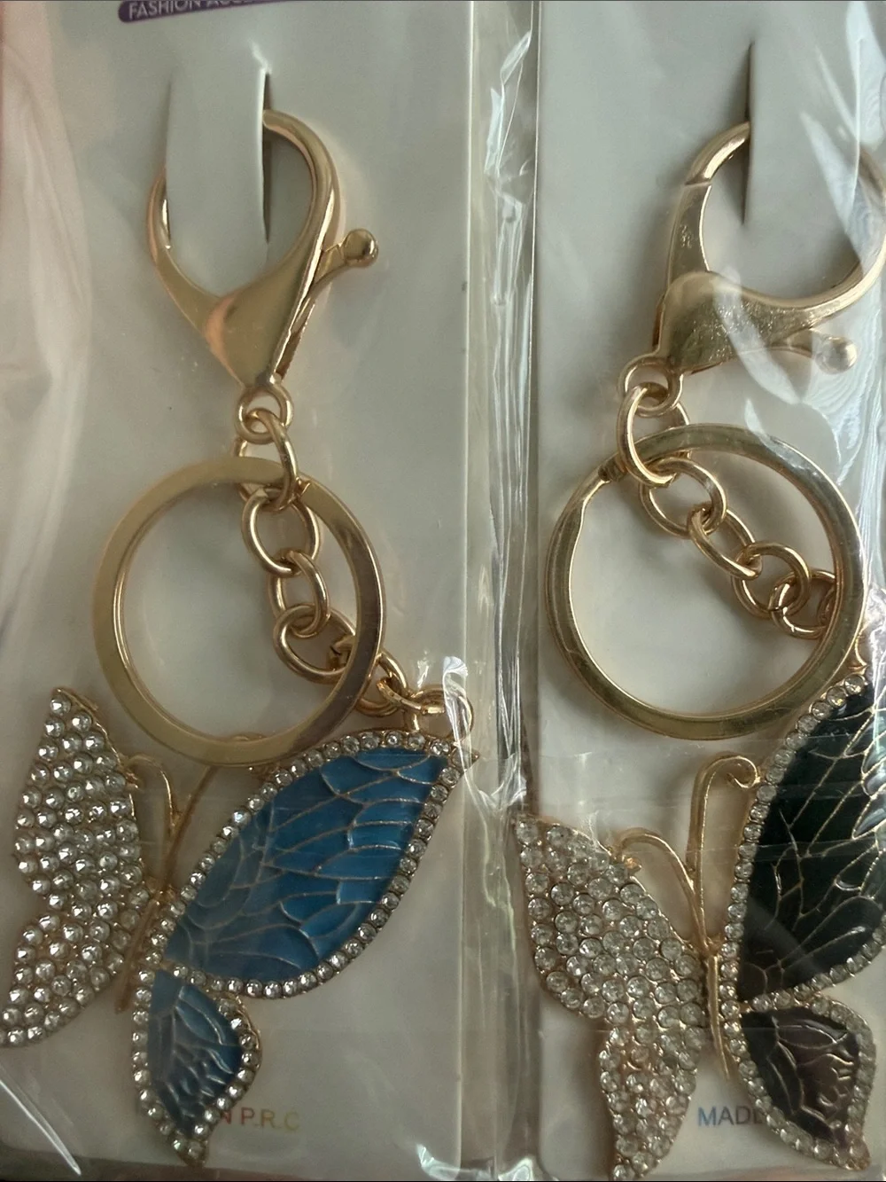 3 for $10 Enamel & Rhinestone Butterfly Keychains - Gold Tone NWT